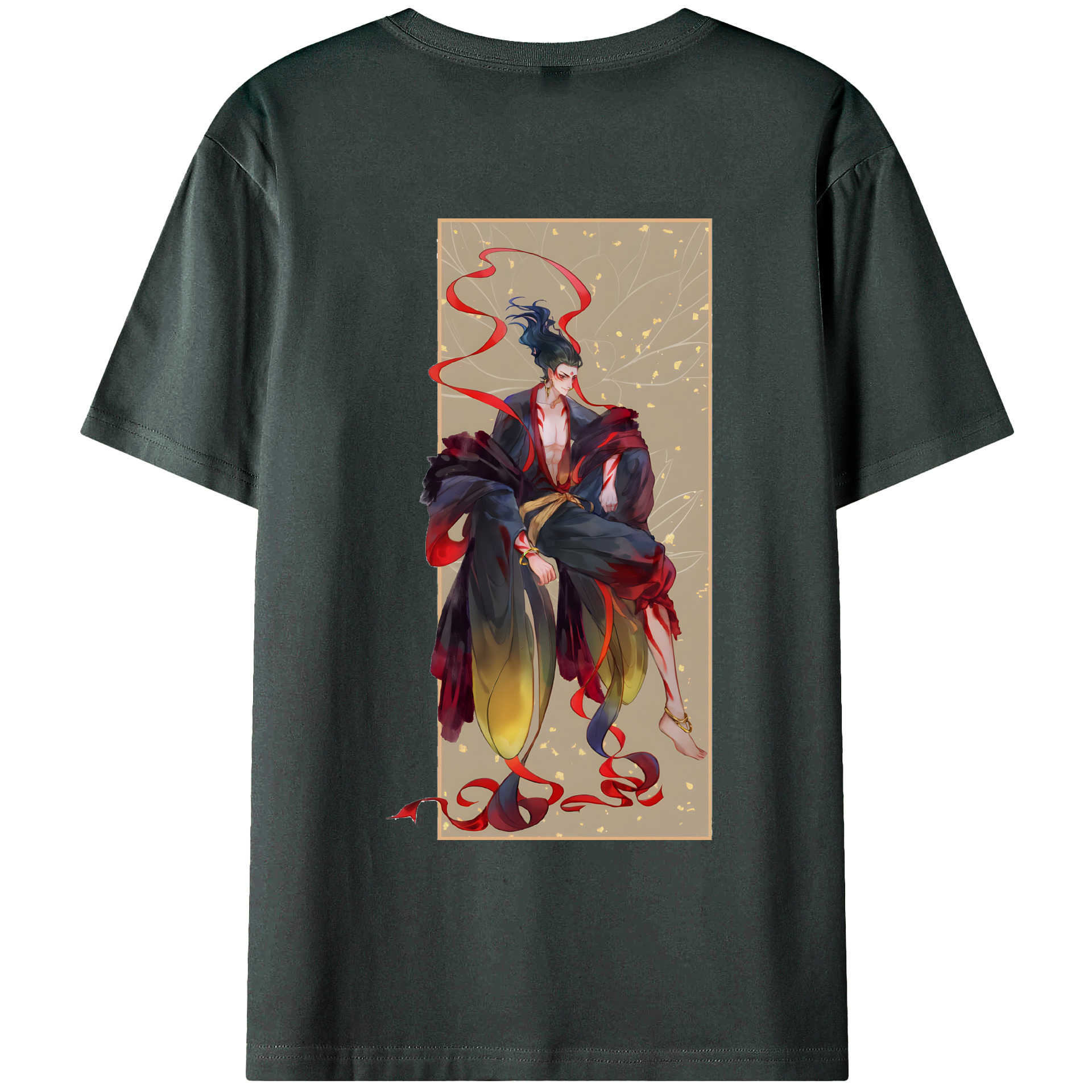 （画像用） Ne Zha 2 ナタ 魔童の大暴れ 綿100％ メンズ半袖Tシャツ（バックプリント） 通気性